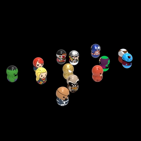Personnages magnétiques Wooblies avec turbo lanceur - 4 cm