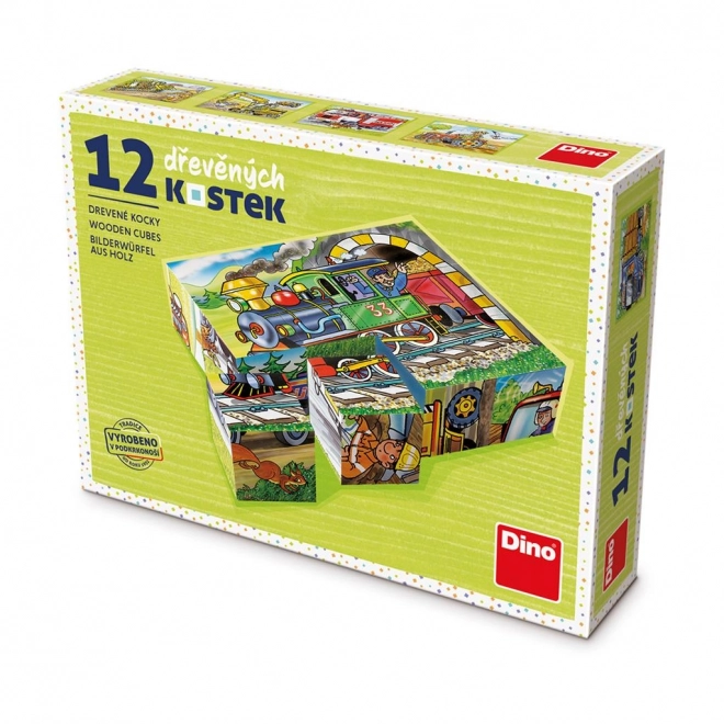 Cubes illustrés pour enfants avec motif de locomotive