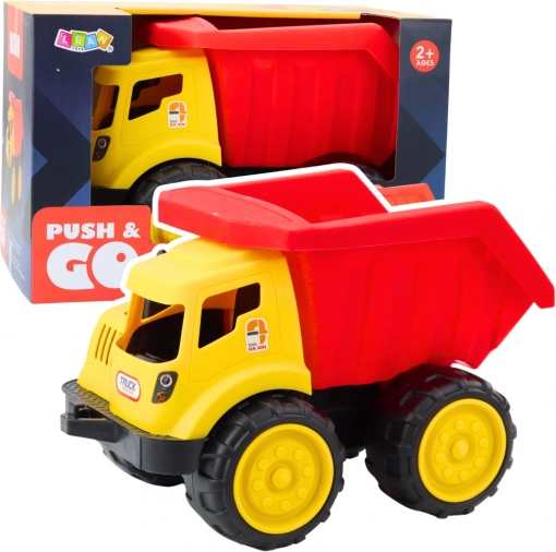 Grand tombereau pour enfants pour le sable - Véhicule de chantier rouge et jaune