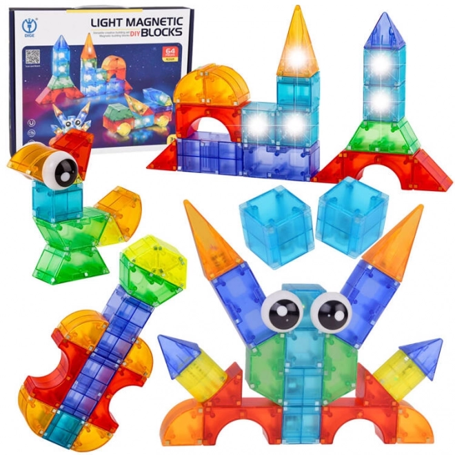 Blocs magnétiques 3D Blocs magnétiques lumineux 64 pièces ZA5240