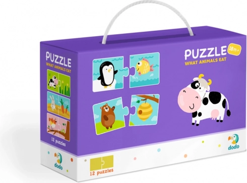 Puzzle DODO Que mangent les animaux ? 12×2 pièces