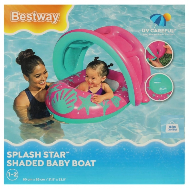 BESTWAY 34091 Bateau gonflable pour enfants avec siège et auvent rose 1-2 ans 18 kg