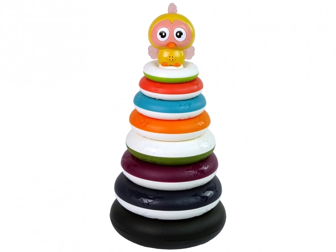 Pyramide empilable colorée avec anneaux et canard