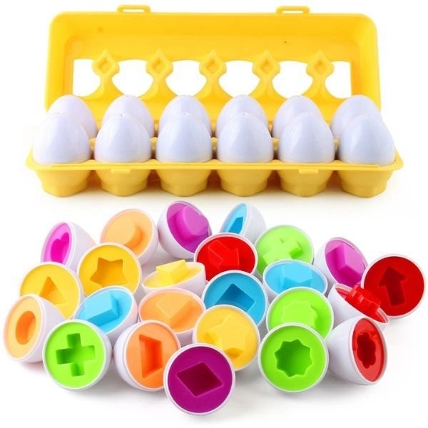 Œufs Montessori empilables WOOPIE - Combinez les formes et les couleurs