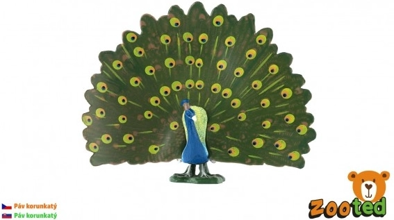 Paon à huppe en plastique zooted 12 cm en sachet