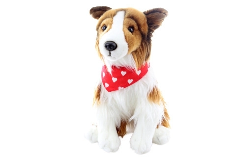 Peluche Colley à poil long avec foulard 26 cm ÉCO-RESPONSABLE