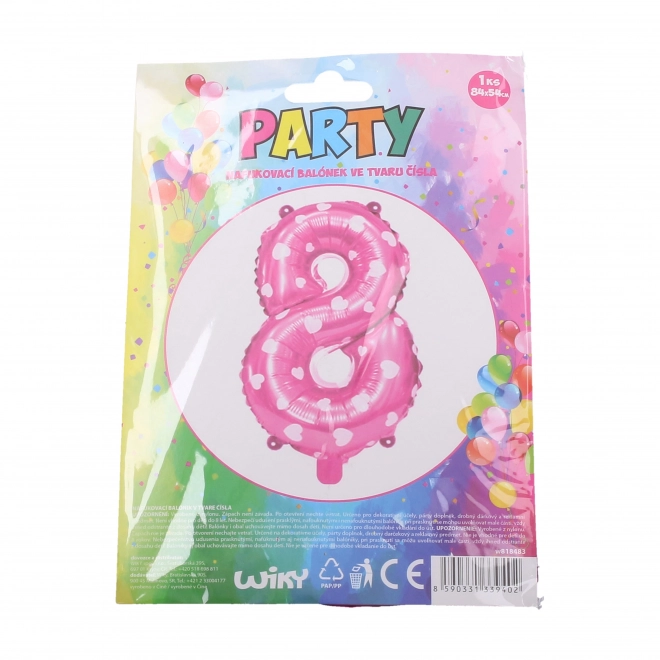 Ballon rose gonflable avec coeurs - numéro 8
