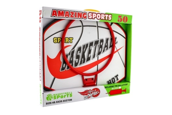 Ensemble de basket avec panneau en bois et ballon