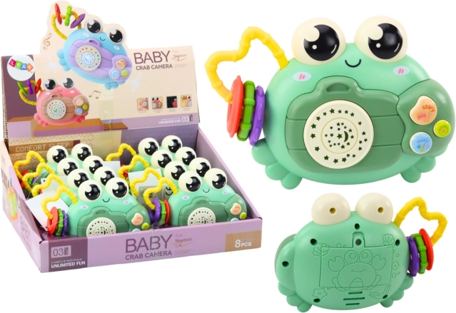 Jouet pour enfants Crabe avec hochets et projecteur à piles vert