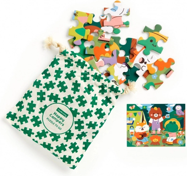 Puzzle Mudpuppy Les Joyeux Campeurs dans un Sac en Tissu