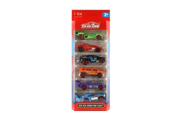 Voitures de course 6pcs métal/plastique 8cm libre à rouler dans une boîte 10,5x27,5x4cm