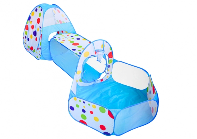 Terrain de jeu pour enfants 3en1 Tente Igloo Tunnel Piscine Panier à balles Bleu