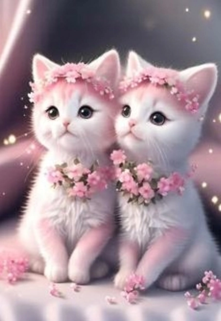 Peinture diamant Chatons roses 30x40 cm