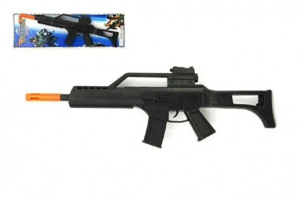 Pistolet/Mitraillette étincelante en plastique 53cm à volant d'inertie sur carte