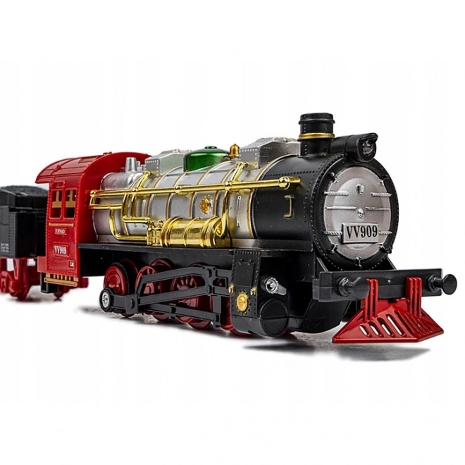 Train électrique classique avec voies et effets lumineux
