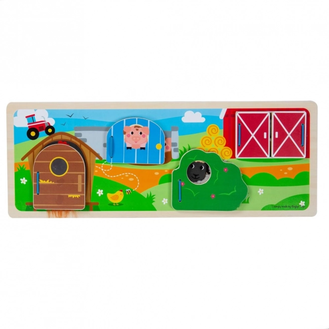 Puzzle sensoriel en bois Ferme BIGJIGS TOYS