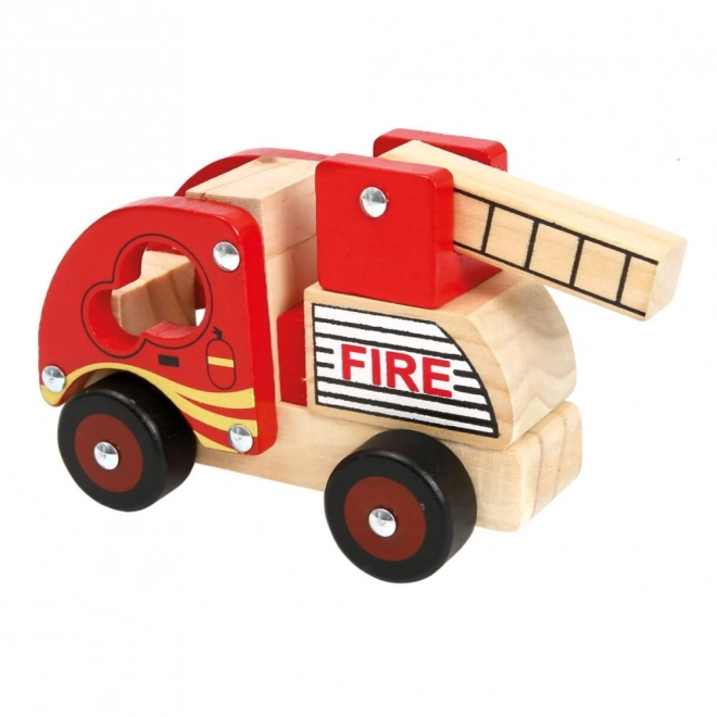 Voiture de pompiers en bois Bino