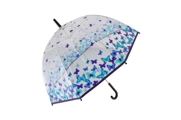 Parapluie transparent avec papillons plastique/métal 80cm en sac
