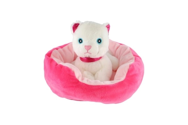 Petit animal chien dans son panier peluche 4 couleurs 22x24cm 24m+