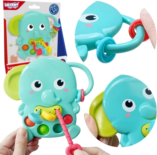 Woopie Baby hochet sensoriel éléphanteau Montessori 4-en-1