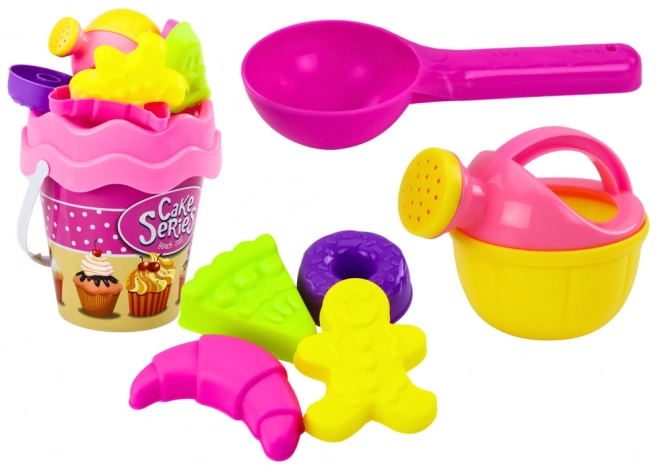 Set de sable Seau d'arrosoir Bonbons roses 8 pcs.