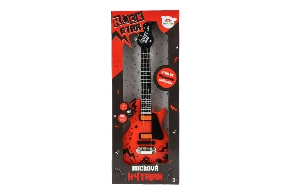 Guitare électrique ROCK STAR en plastique 58cm à piles avec son et lumière, dans une boîte 24x62x5,5cm