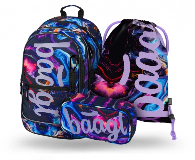 BAAGL 3 SET Core Marble : sac à dos, trousse, sac
