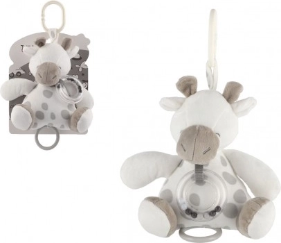 Girafe musicale en peluche 18 cm gris-blanc