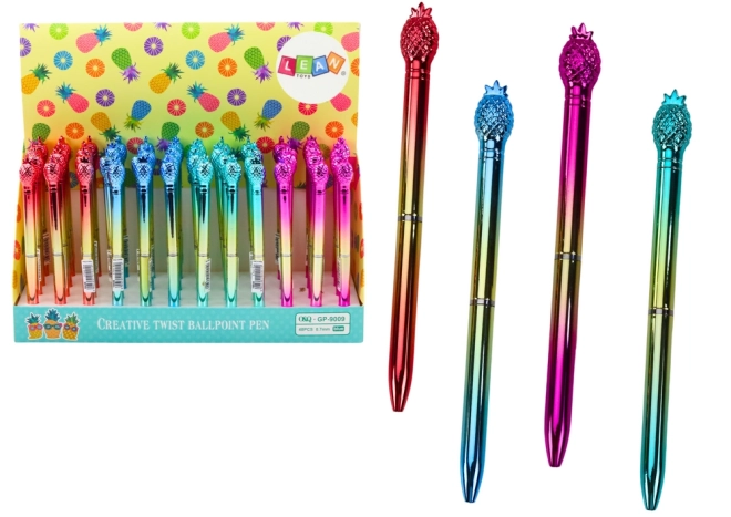 Stylo avec lustre ananas doré et pointe bleue 0,7 mm Mix