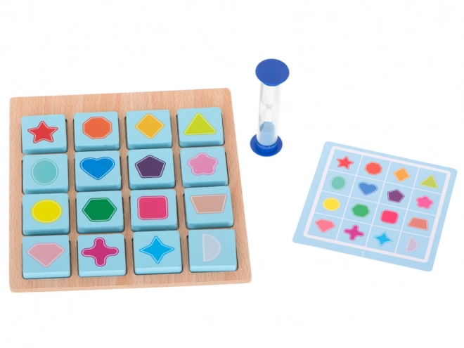 Puzzle en bois jeu de société memory fruits et formes