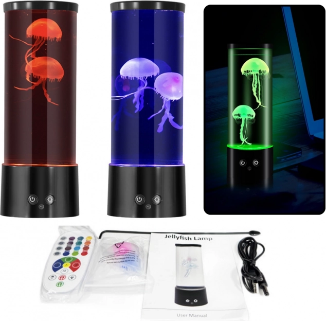 Lampe LED décorative avec méduses, alimentation par piles et câble USB