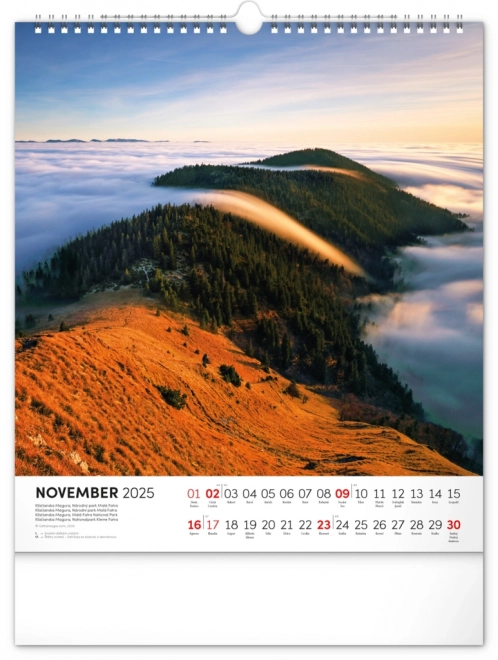 NOTIQUE Calendrier mural Slovensko enchanteur 2025, 30 x 34 cm