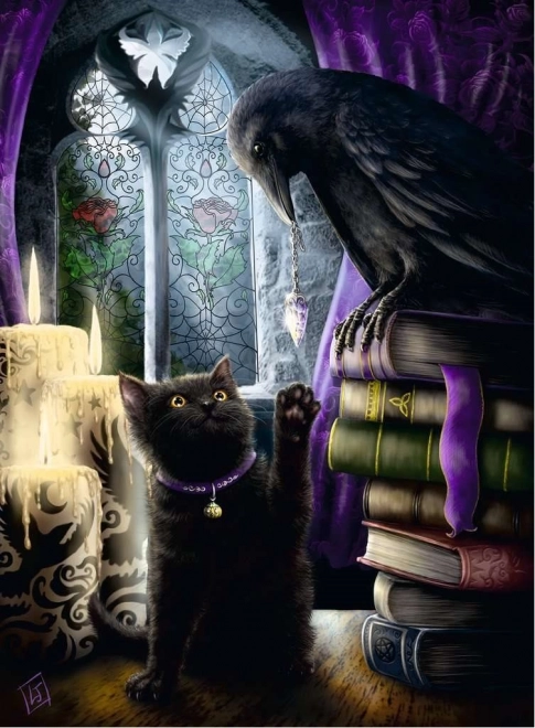 Puzzle chaton magique et corbeau 500 pièces