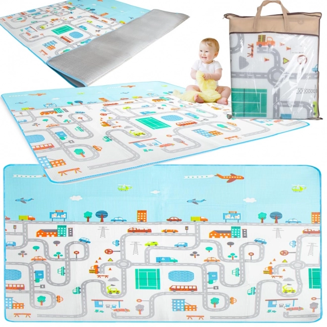 Tapis de jeu thermo pour enfants 180x200 cm - ville