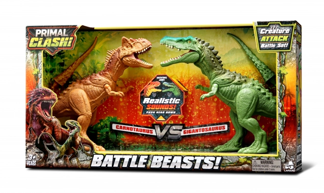 Primal Clash ! Ensemble de combat Dino Carnotaurus VS Gigantosaurus 21 cm
