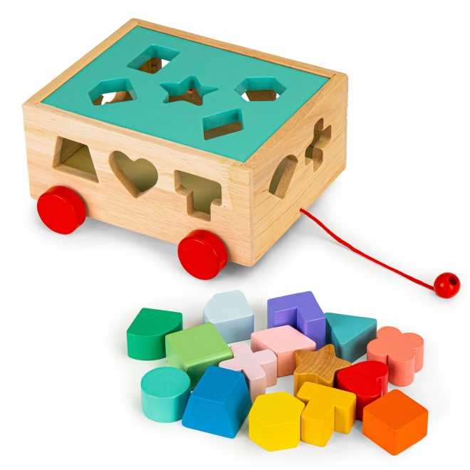 Chariot en bois de tri de formes avec blocs - bloc éducatif pour enfants