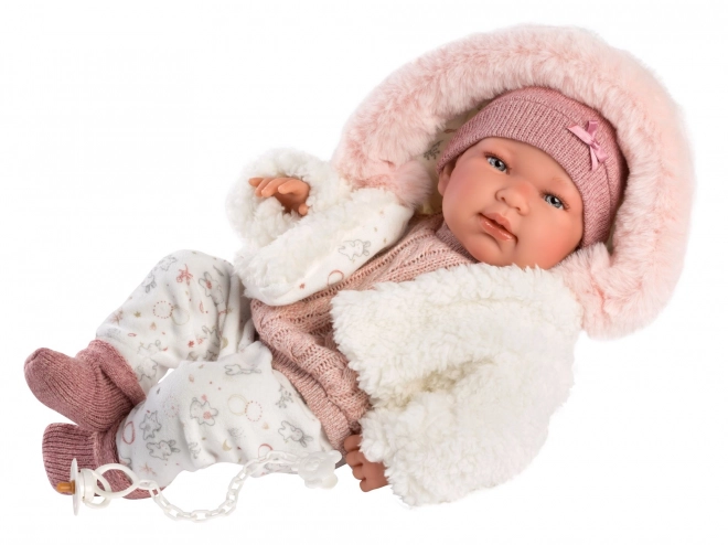Poupée bébé réaliste avec sons et corps doux 44 cm