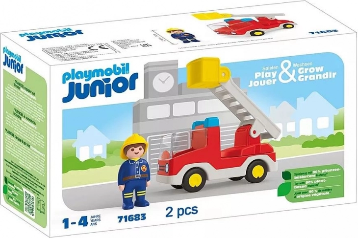 Camion de pompiers avec échelle pivotante – set avec figurine