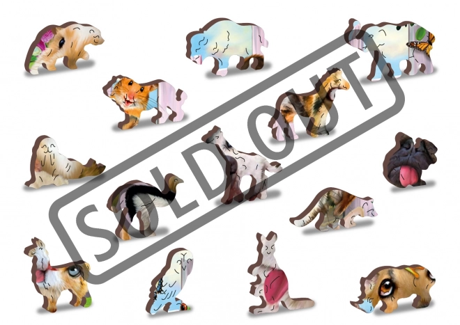 Wooden City Puzzle en Bois Animaux Fous 2-en-1, 200 Pièces ÉCO