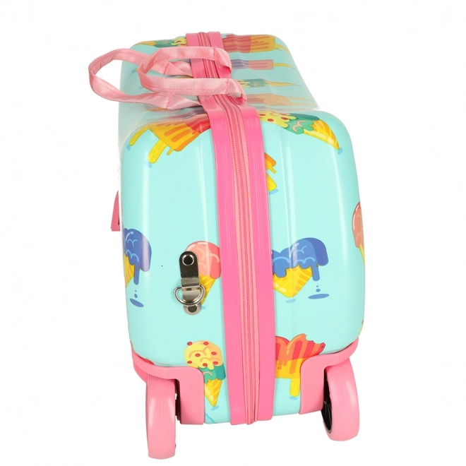 Valise pour enfants à roulettes avec motif de crème glacée