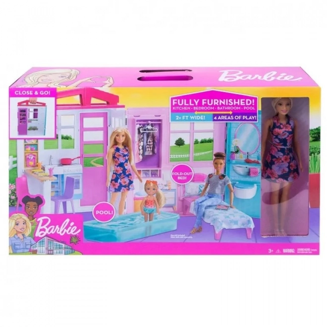Maison de poupées Barbie avec accessoires et poupée GWY84