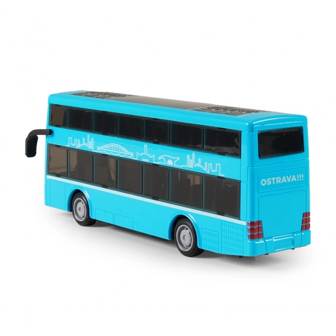 Jouet bus à deux étages bleu 20 cm