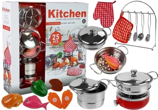 Ensemble de casseroles pour enfants en acier inoxydable Petit Cuisinier