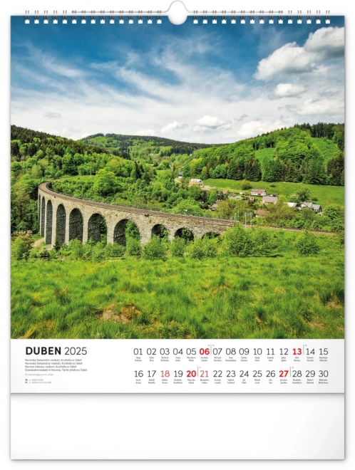 Calendrier mural NOTIQUE Balades dans le paysage tchèque 2025, 30 x 34 cm