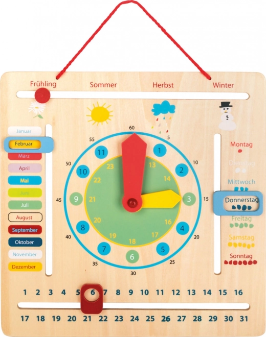 Calendrier éducatif avec horloge pour enfants en allemand