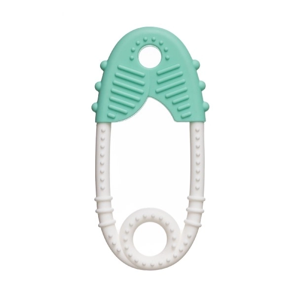 Anneau de dentition épingle silicone 11,5cm 2 couleurs dans un sac 11x16cm 0m+