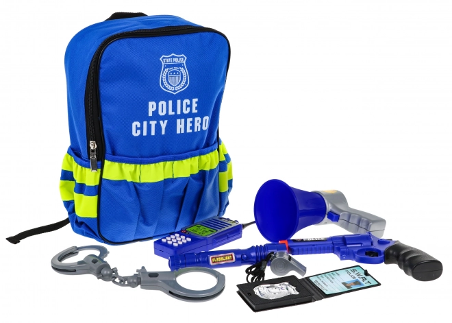Équipement pour petit policier dans un sac à dos - set de police