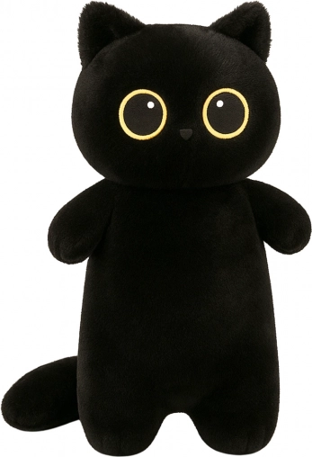 Jouet en peluche chat noir aux grands yeux 65 cm