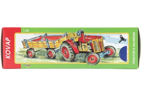 Tracteur Zetor avec remorque verte à clé en métal 28cm Kovap en boîte