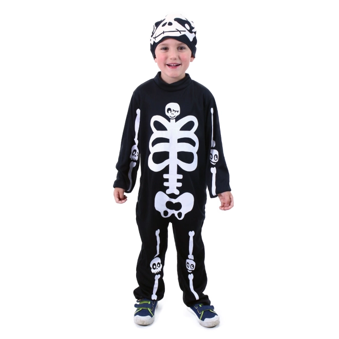 Costume d'enfant squelette avec chapeau (M)